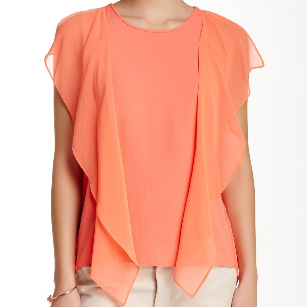 BCBG MAXAZRIA Ivorie Drape Flutter Blouse / Top